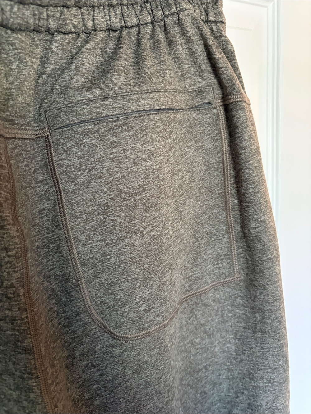Lululemon Drawstring Knit Shorts in Heathered Taupe/Green - Picture 5 of 7